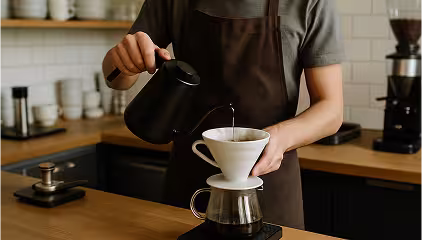 Barista brewing coffee